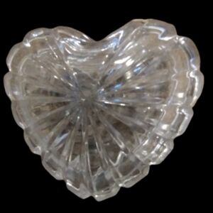 Mikasa Romantic Jewel Clear Crystal Glass Covered Heart Trinket Box 4" Wide EUC